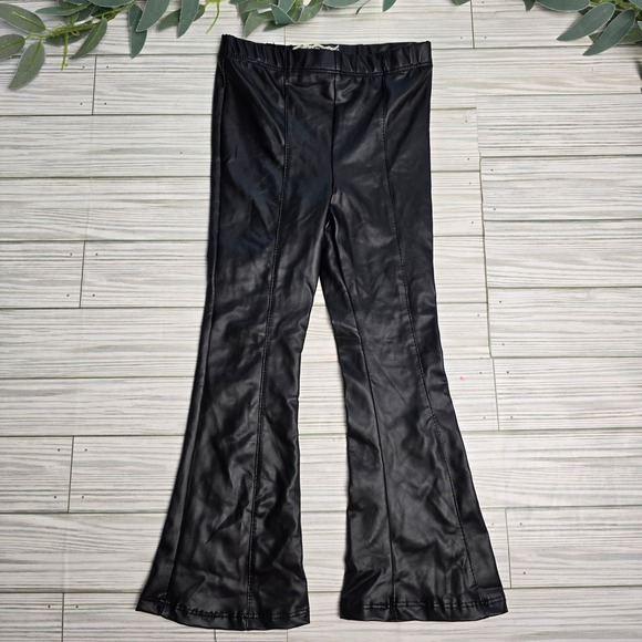 btween Black Faux Leather Flare Leggings Pants Girls Size 4T Trendy Cute - Picture 1 of 6